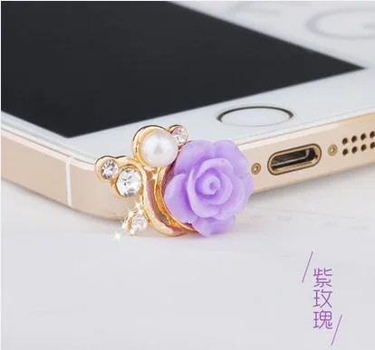 Модные и стильные однотонные смолы цветок Пылезащитная заглушка для 3 5 мм штекер