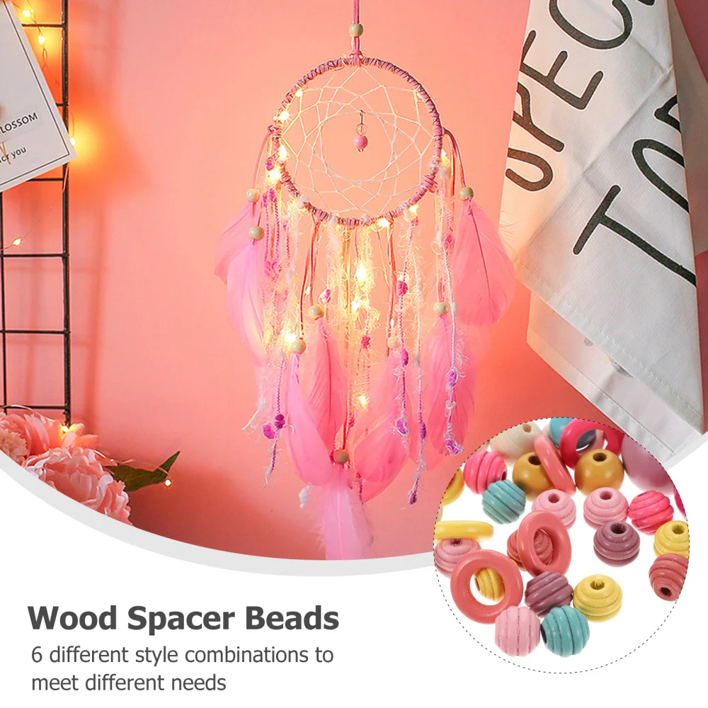 

6 Bags Dream Catcher Wooden Spacer Bead Colorful Jewelry Making Bead Supply