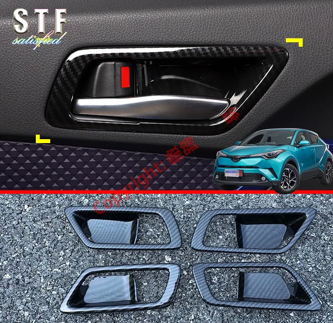 

Carbon Fiber Style Interior Door Handle Cover Trim For Toyota C-HR CHR 2017 2018 2019