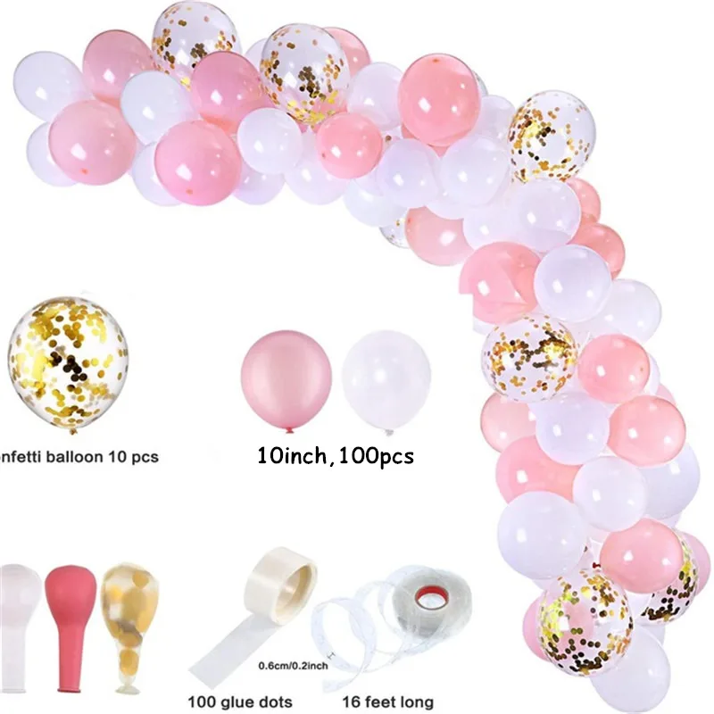 112pcs 100 шт./компл. розового цвета белого золота шары арки гирлянды Baby Shower девичник День рождения фон хром балон отделка Globos - Цвет: 112pcs