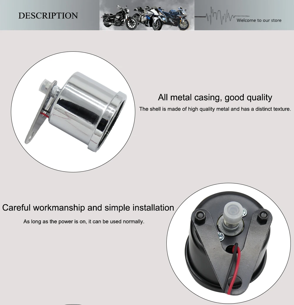 Universal 12V LED Odometer Motorcycle 0~180Km/h Speedmeter Tachometer Metal Plating Cafe Racer For Harley BOBBER CHOPPE
