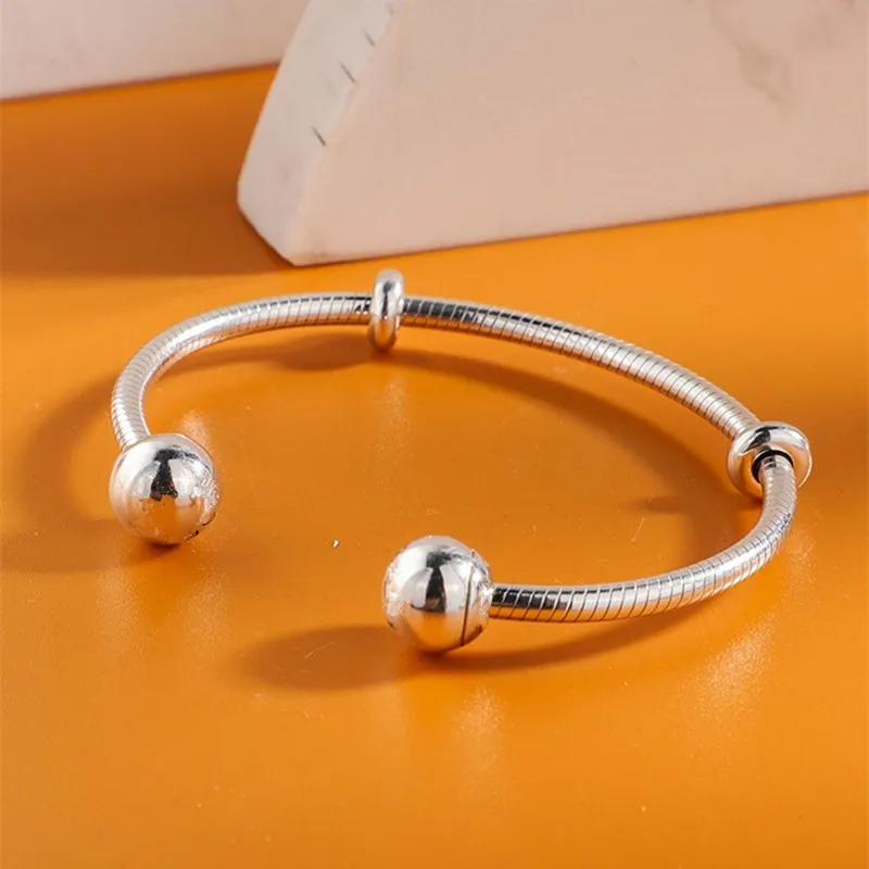 

2019 Autumn Silver 925 New Elegant Moments Snake Open Bracelets bangles for women Diy With Beaded charms Rose gold Jewelry Gift