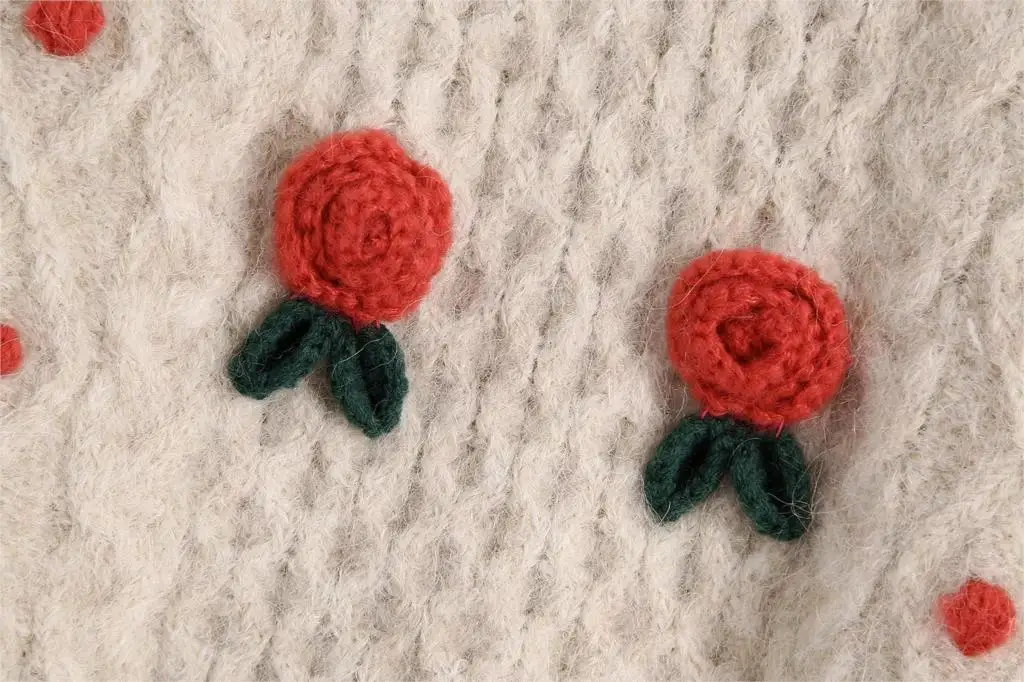 

Za 2020 Women Fashion Slim Elegant Flaral Print Knitted Sweater Vintage Beige Office Work Eurpean Cardigan Sweater Chic Top