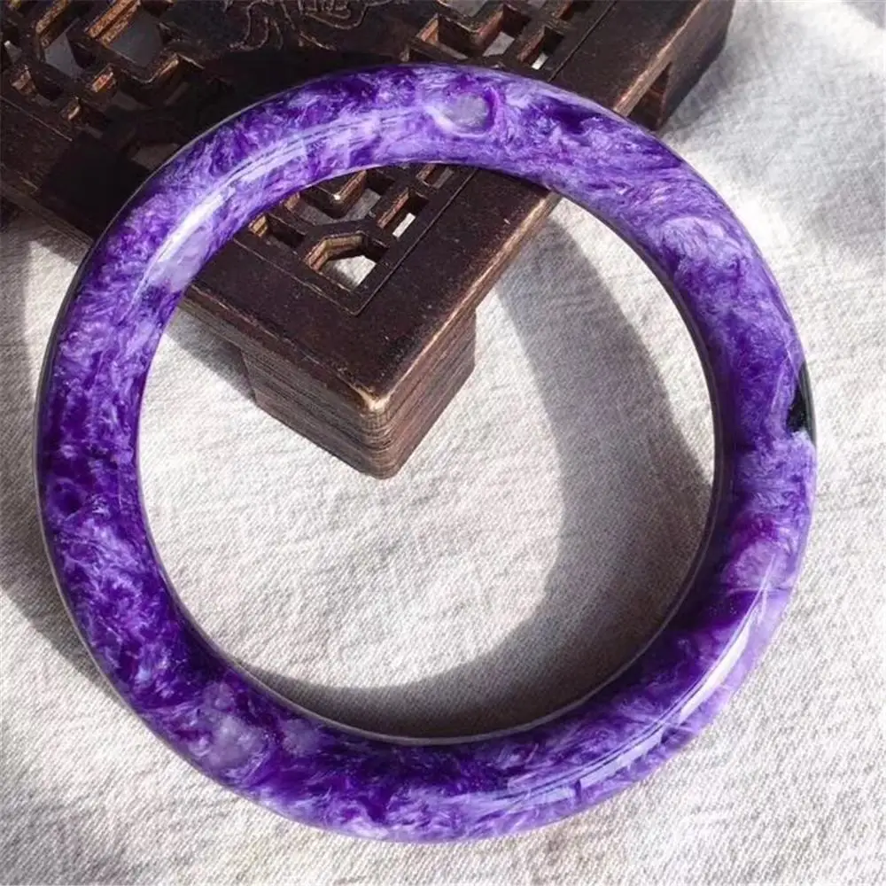 

Real Natural Purple Charoite Bangle For Women Lady Man Stone Crystal Love 9mm Beads Gemstone Jewelry AAAAA Inner Diameter 59mm
