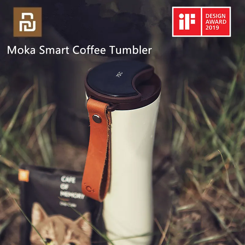 

Kiss kiss fish Moka Smart Coffee Tumbler Portable Vacuum Bottle OLED Touch Screen Thermos Stainless Steel Coffee KKF Cup