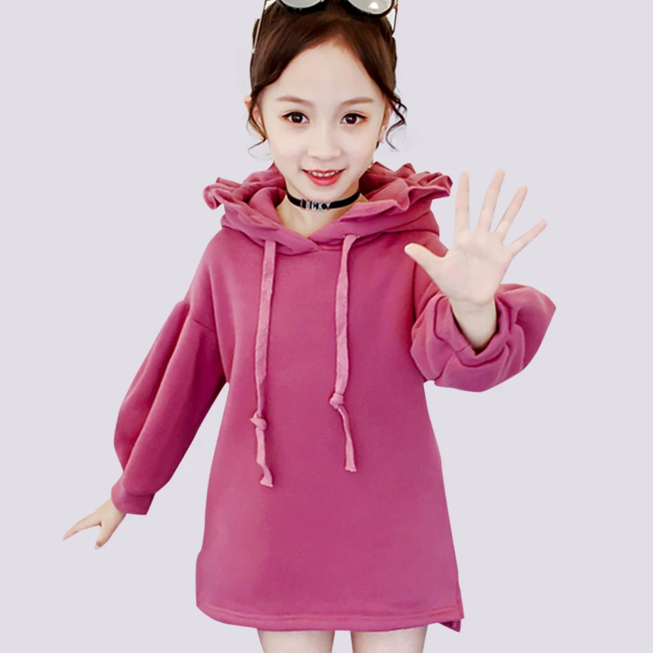 Детский свитер с рукавами фонариками для девочек толстовки капюшоном