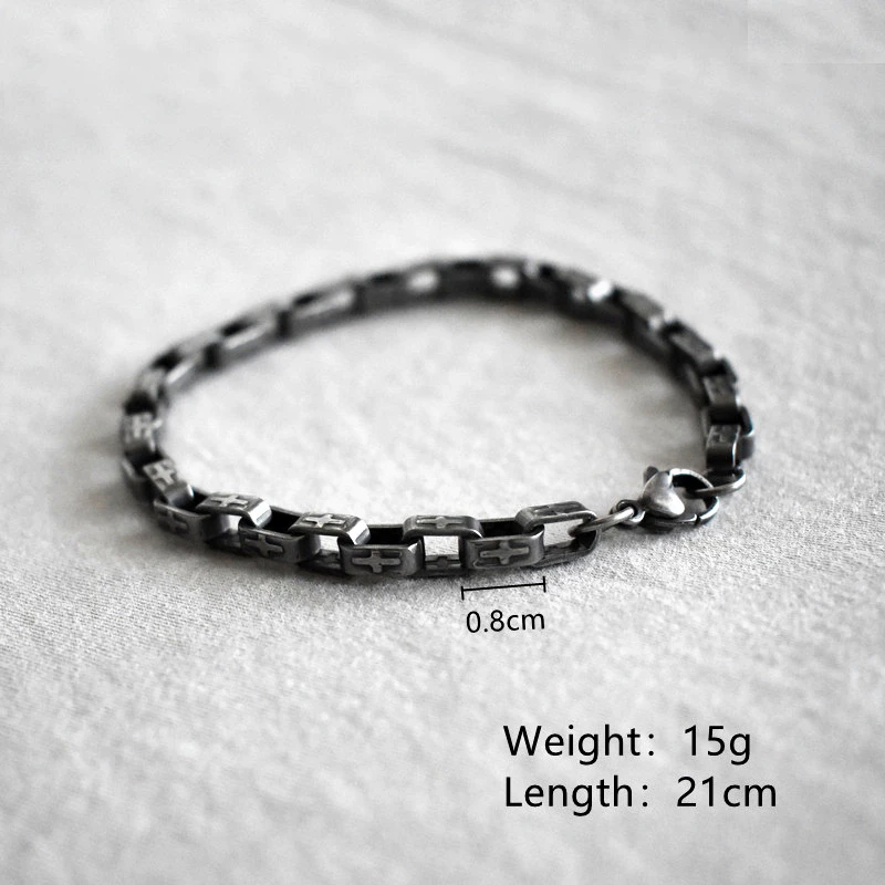 Винтажные окисленные крутые геометрические браслеты-цепочки для мужчин из
