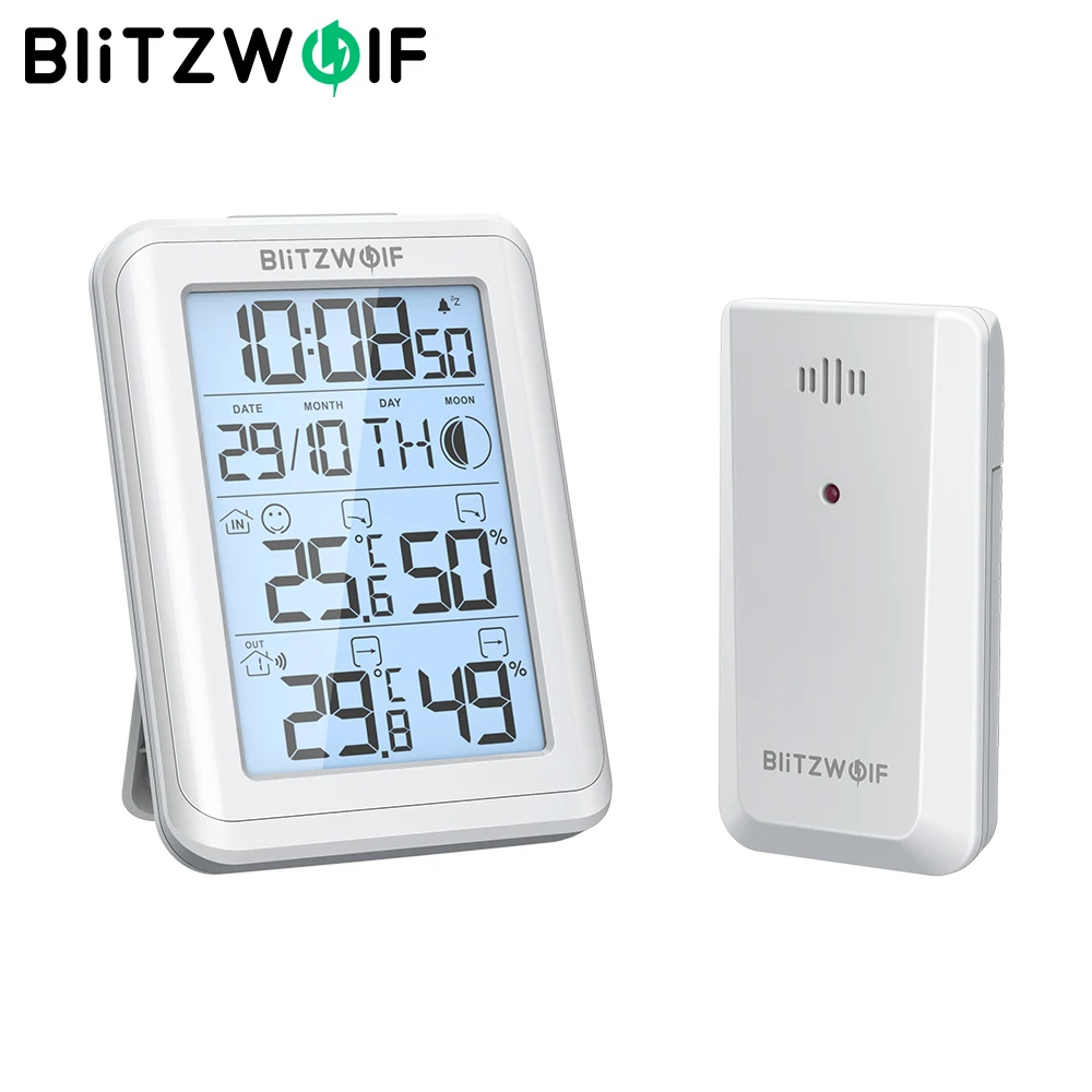 

BlitzWolf BW-TM01 LCD Screen Wireless Weather Station Digital Indoor Outdoor Thermometer Hygrometer Temperature Humidity Monitor