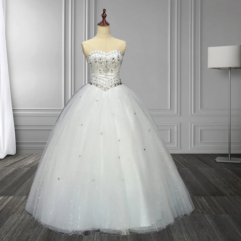 Real Photos 2021 tube top sweetheart White Ivory bandage floor length wedding dress Crystal rhinestone customize plus sizes | Свадьбы и