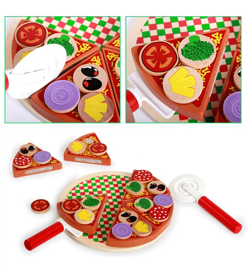 Simulation Pizza Wooden Toys Food Cooking Tableware Children Kitchen Pretend Play Toy Education Kid Gift | Игрушки и хобби