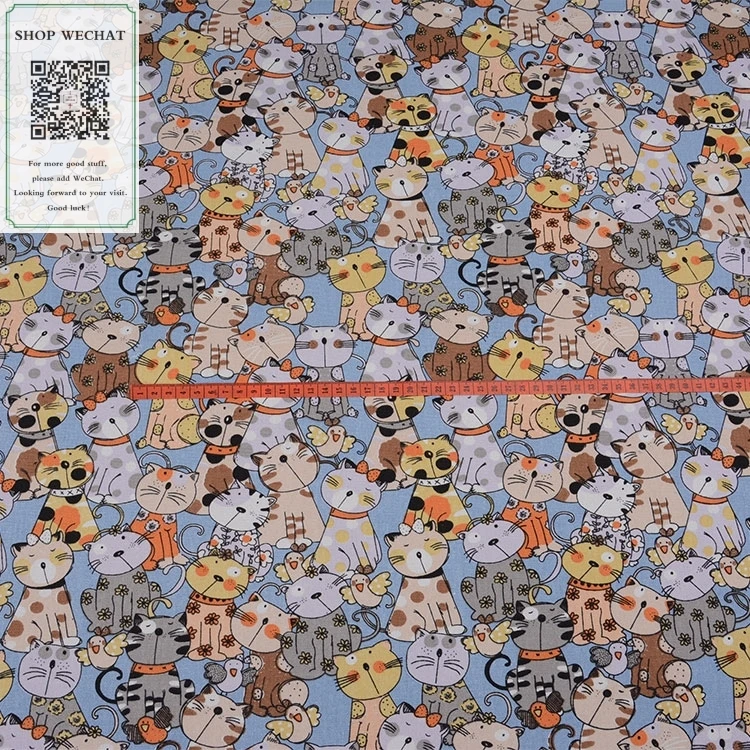 145 * 90CM Face Adorable Cat Print Cotton Canvas Handmade DIY Fabric Children Kindergarten with Sofa Home | Аксессуары для одежды