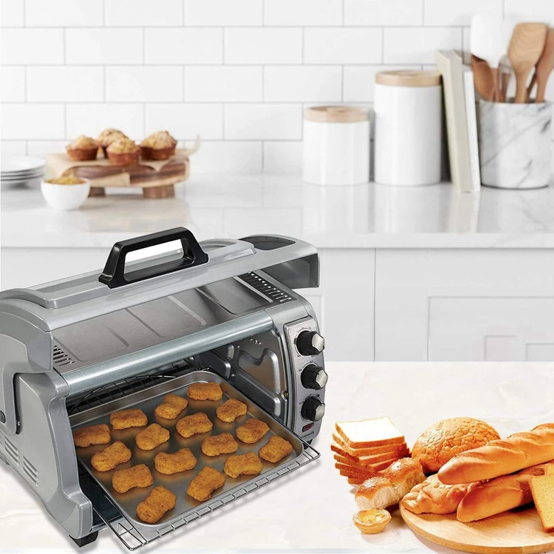 

3 Pcs Baking Sheet Pans for Toaster Oven Metal Bakeware Pan & 6 Pcs Creative Kitchen Folding Coaster