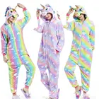 Унисекс фланелевые кигуруми в виде единорога для женщин и мужчин, костюм для косплея аниме, комбинезоны, зимние светящиеся пижамы, детские пижамы в виде паука