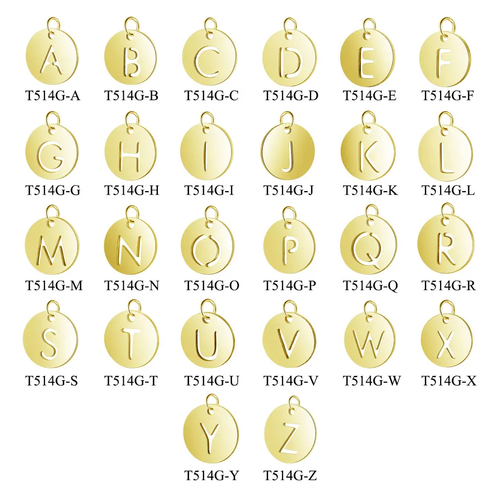 

A-Z 26 Letter Golden Pendant Necklace Stainless Steel Jewelry Accessories Fashion Bracelet Connector Wholesale Accessories