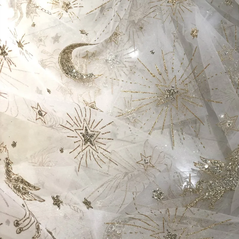 Tianma звездное небо сетка бронзовая ткань звезда луна спрей золотые аксессуары для