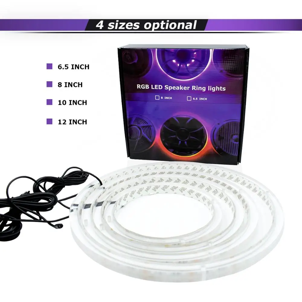 6,5-дюймовые 8-дюймовые 10-дюймовые 12-дюймовые светодиодные динамики с подсветкой для автомобильного аудио с мобильным приложением управления - четыре кольца включены.