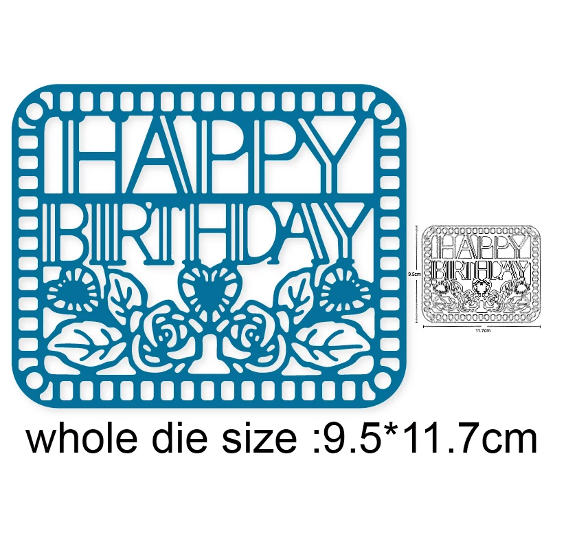 

Square Birthday frame flowers Craft Metal Cutting Die die cuts scrapbook Album Paper Card Craft Embossing die cuts