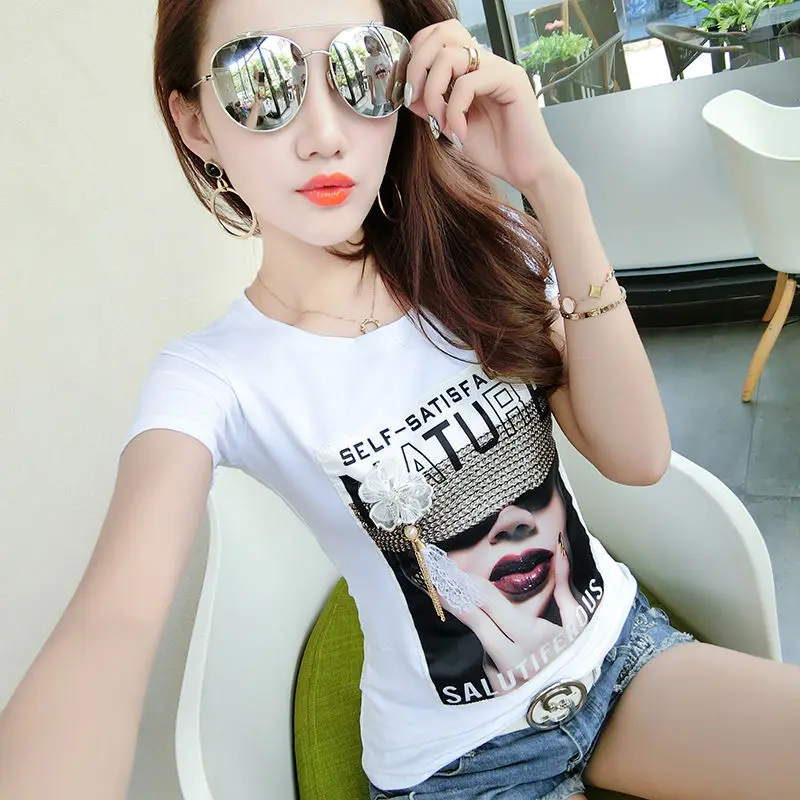 Летние Короткие топы с круглым вырезом белая хлопковая Футболка буквами и