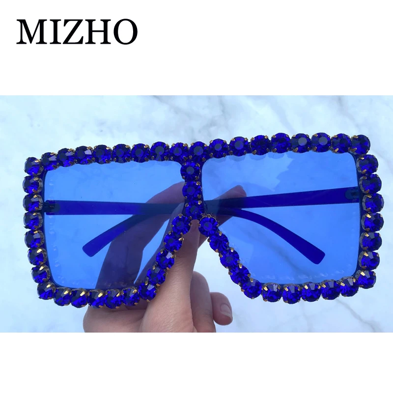 

MIZHO Original Brand Celebrity Oversized Sunglasses Women Square Crystal Trendy Retro Full Star UV400 SunGlasses Prom festival