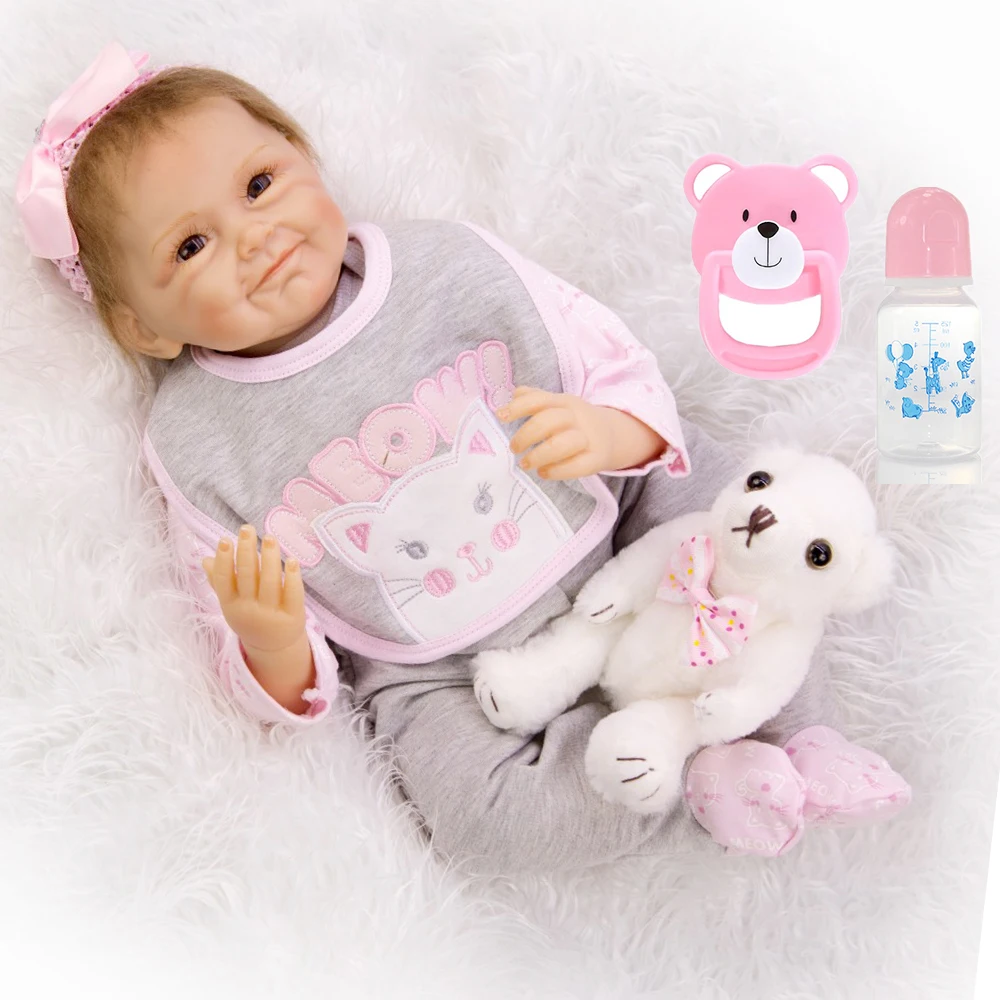 NPK 55 см мягкие силиконовые Новорожденные bebe Возрожденные куклы-Младенцы живые куклы 22 дюймов реалистичные настоящие куклы для девочек для детей Рождественский подарок