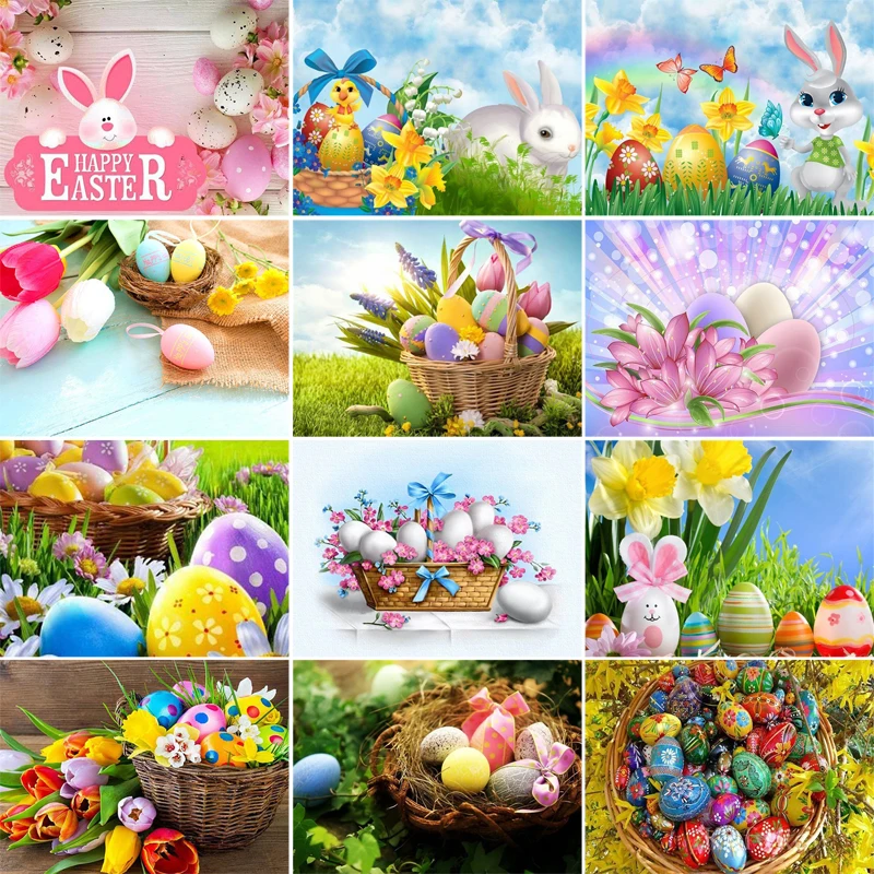 

Full Round Drill Easter Egg Diamond Embroidery Cartoon 5D Diamond Painting Home Decoration Rhinestone Mosaic Gift
