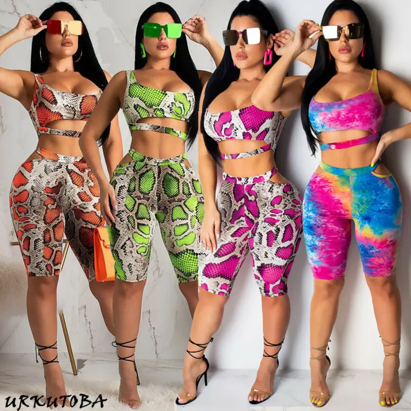 Новейший женский сексуальный укороченный топ пуш ап с принтом и облегающие