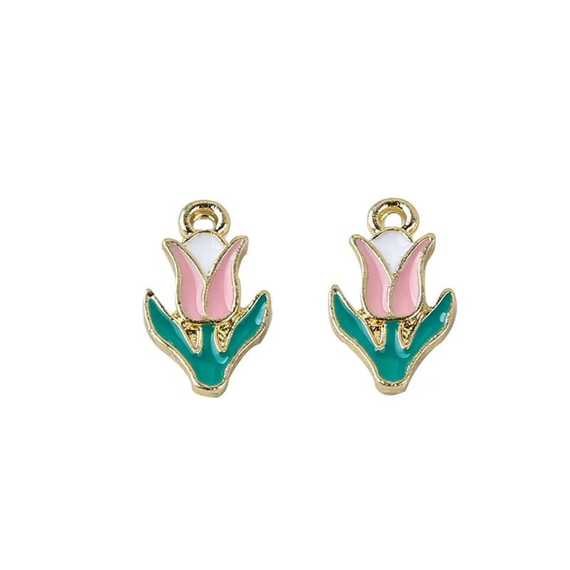 

PL-4384TE/ 10 Pcs Tulip Flower Charm Jewelry Supplies Craft Accessories Pendant Handmade Women Gold Metal Small Tulips Findings