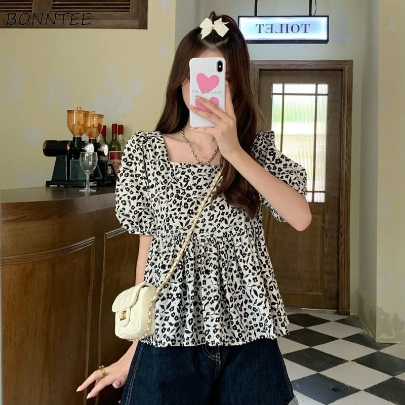 

Блузка женская летняя с квадратным вырезом, на шнуровке, с пышными рукавами, большие размеры, M-4XL