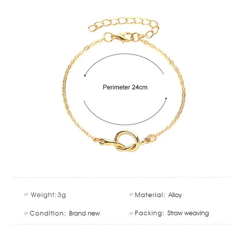 Новый модный металлический женский браслет с узлом стальной геометрический