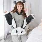 Пижама JULY'S SONG Женская фланелевая, зимний пижамный комплект, розовая пижама с милыми мультяшными животными, плотная одежда для сна, повседневная домашняя одежда