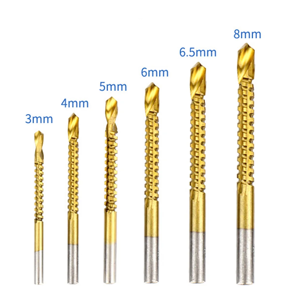 

6PCS 3-8mm Cobalt Drill Bit Set Sawtooth Bit Wood Metal Plastic Hole Grooving Kit Twist Drill Bit Woodworking Tools