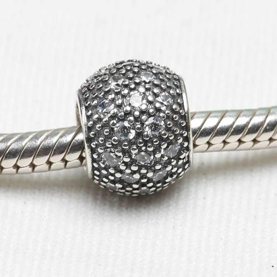 Подлинный S925 DIY ювелирное изделие Pave Ball Charm fit Lady Браслет Девушка Подарочная