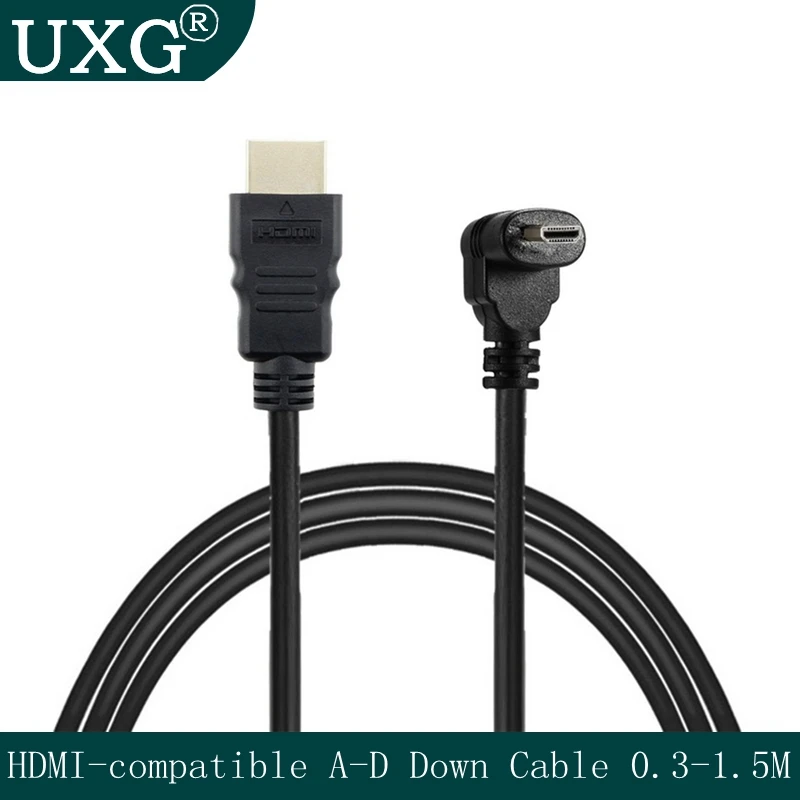 

HDMI-Type A To Micro HDMI-compatible Down Angled Elbow Cable 30cm 1ft Gold Plated 3D 4K 1080p MicroHD-Audio For Tablet Camera