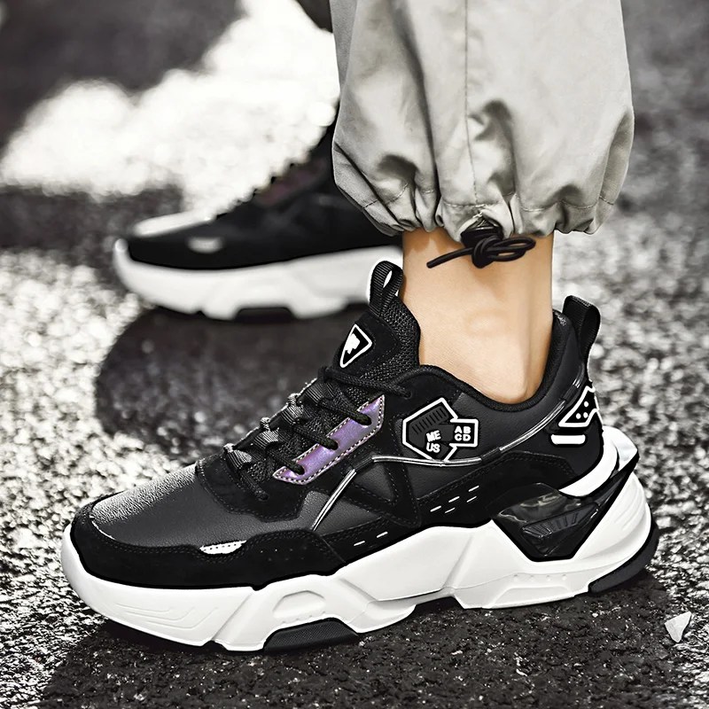 

New Arrival Walking Shoes For Men Thick Bottom Mens Sport Shoes Top Quality Running Shoes For Male Leather Jogging Sneakers Man
