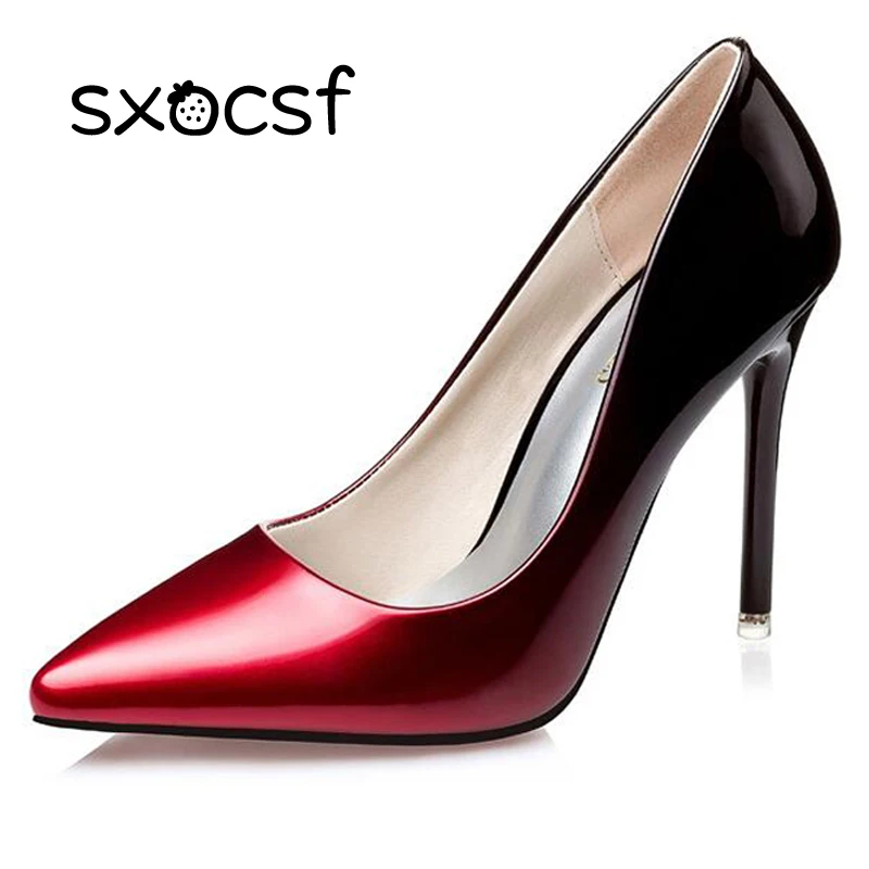 Туфли лодочки женские на шпильке пикантные заостренный носок ПВХ прозрачные