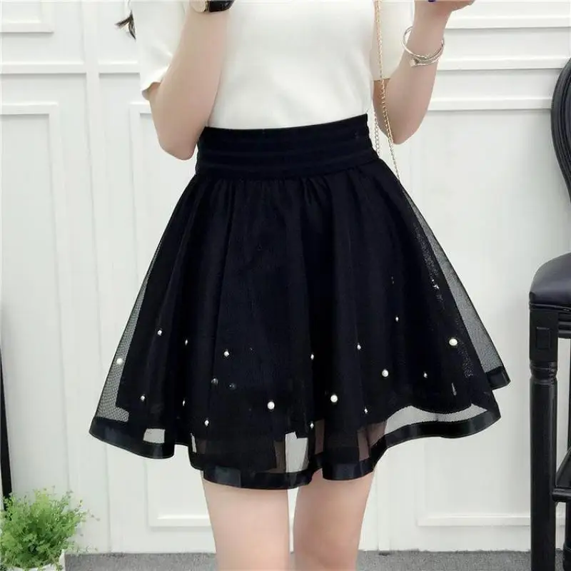 

2021 Summer New Arrival Puff Mini Tutu Lace Tulle Skirt High Waist Black Skirt Pleated Skirt 4 Sizes Available Free Shipping