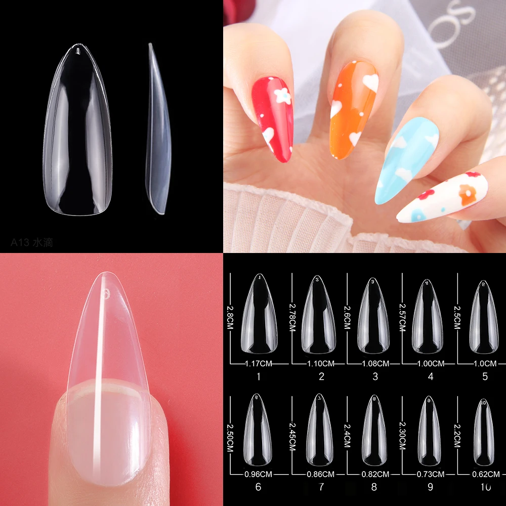 

500Pcs Fake Nails press on profession nail Art Tips Acrylic PLastic French Long Ballerina Clear/white Coffin Flexible false nail