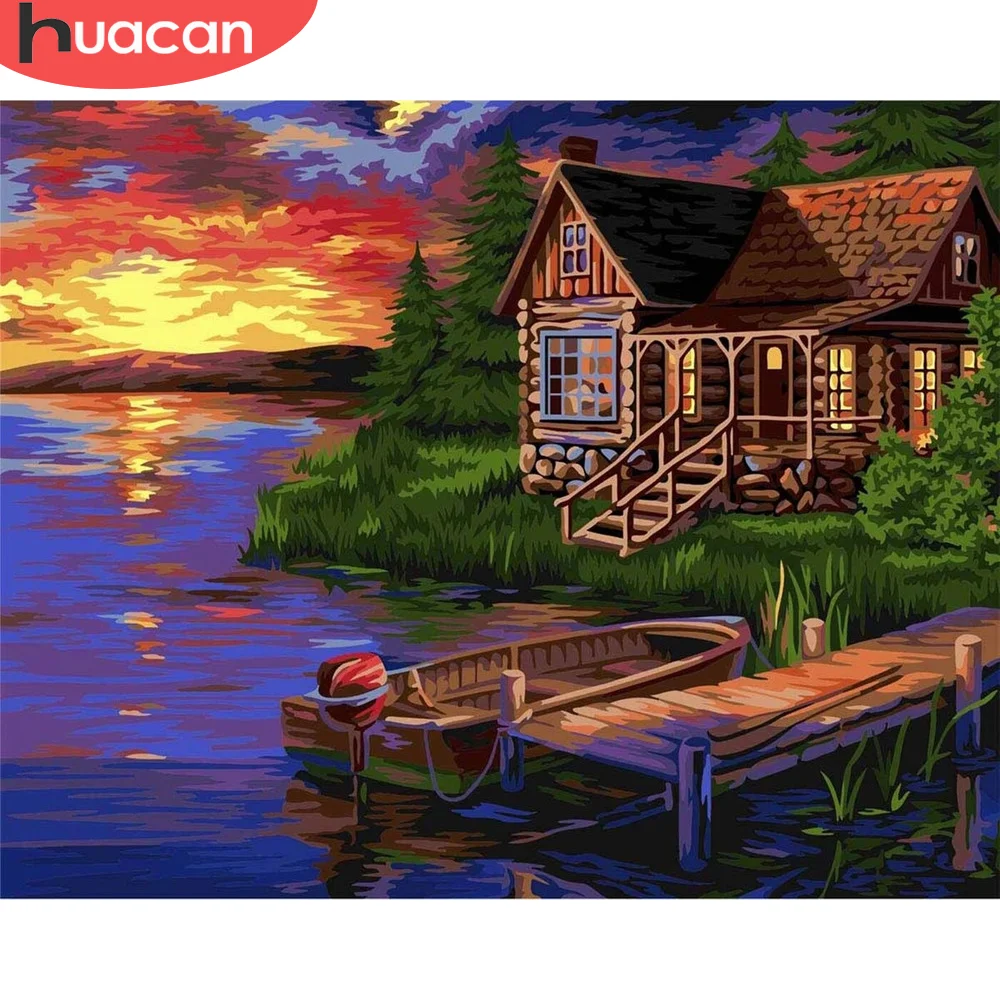 

HUACAN DIY House Pictures By Number Kits Home Decor Painting By Numbers Landscape Drawing On Canvas HandPainted Art Gift