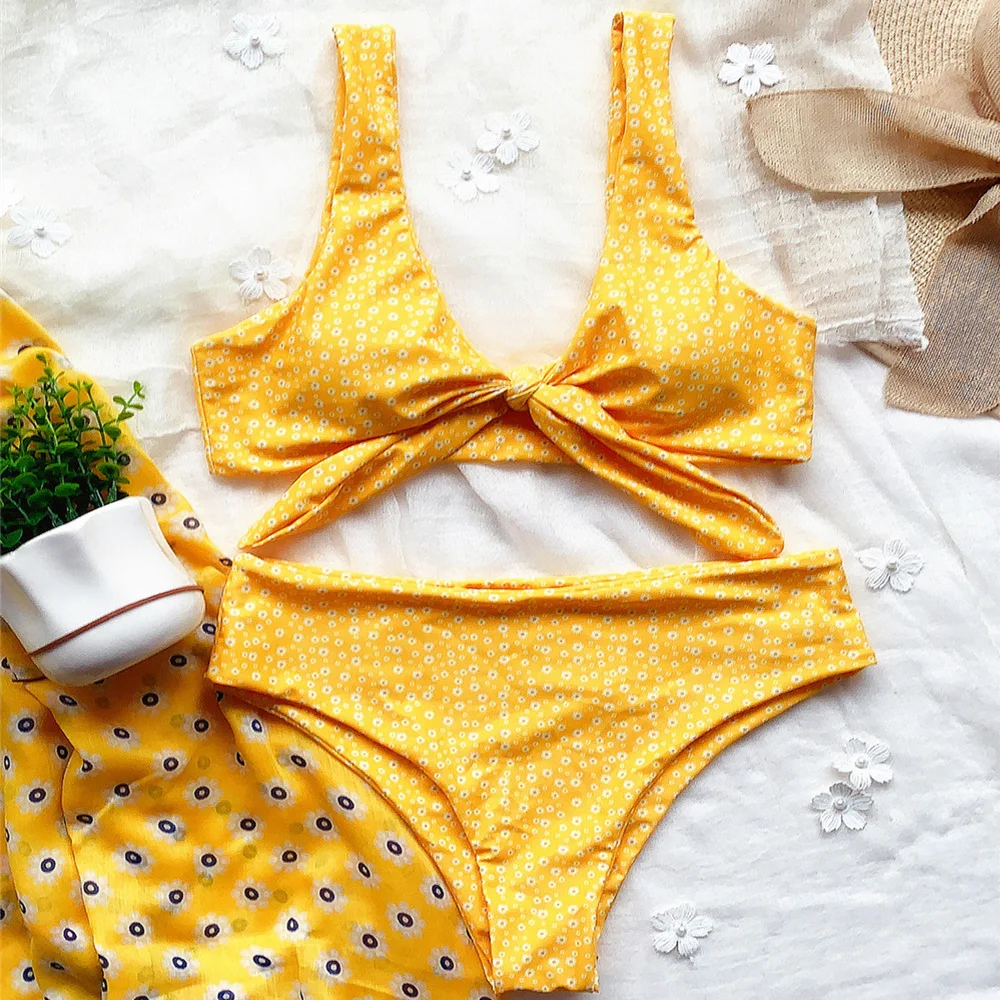 Женский купальник пуш-ап VigoaShely купальный костюм в горошек с высокой талией