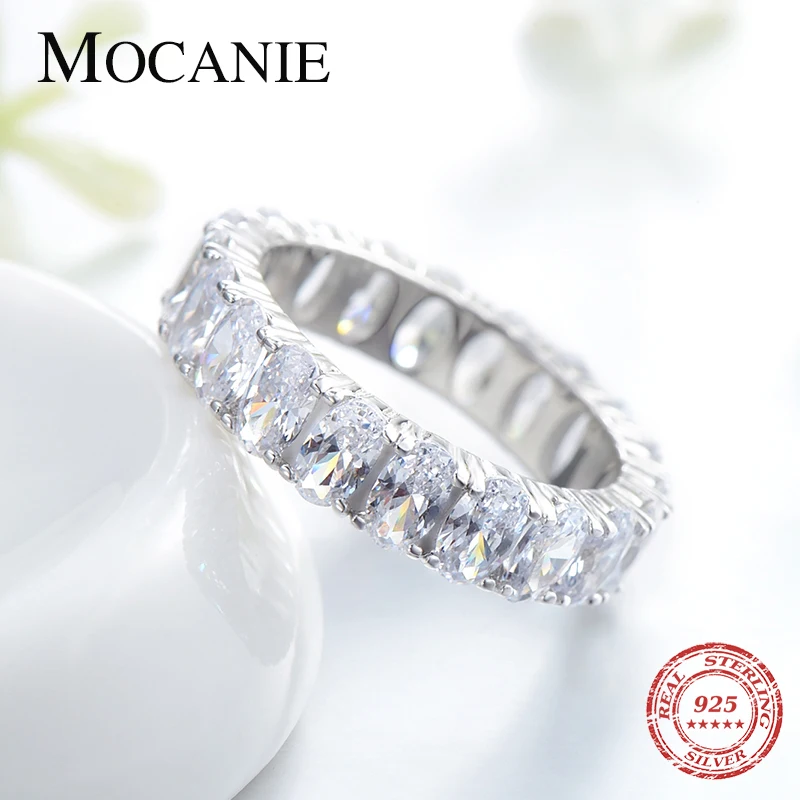 

Mocanie Luxury Oval Solid Zirconia Stackable Finger Ring for Women 925 Sterling Silver Fashion Wedding Engagement Jewelry Gift