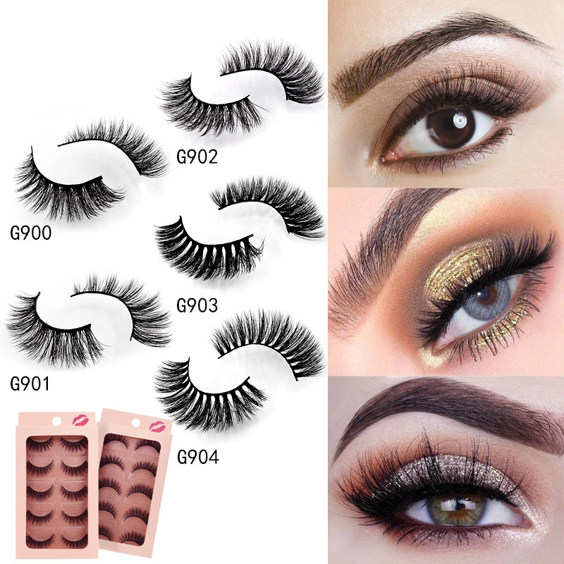 

5pairs Mink Eyelashes Natural False Eyelashes Fake Eye Lashes Long Makeup 3D Mink Lashes Extension Eyelash Makeup Beauty
