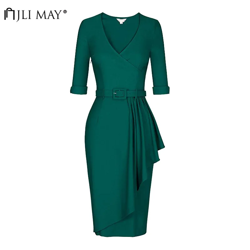 Винтажное облегающее платье JLI MAY для женщин Осенние однотонные вечерние платья