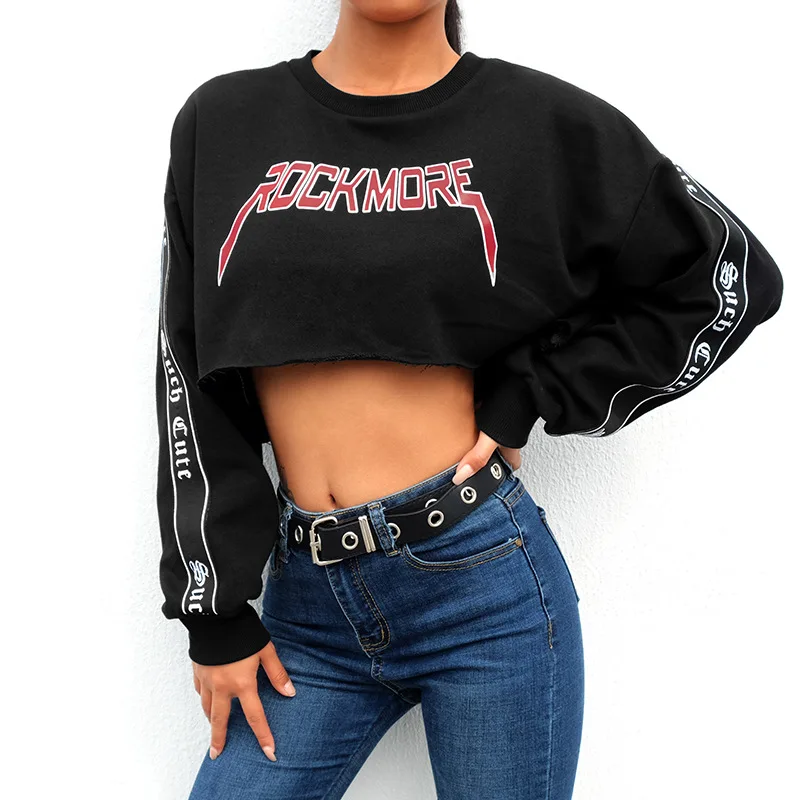 

Ins Hip Hop Pullover Sweatshirt Hoodies Womens Sexy Loose Pullover Women Sweatshirt Exposed Navel Hoodies For Teen Girls Clothes