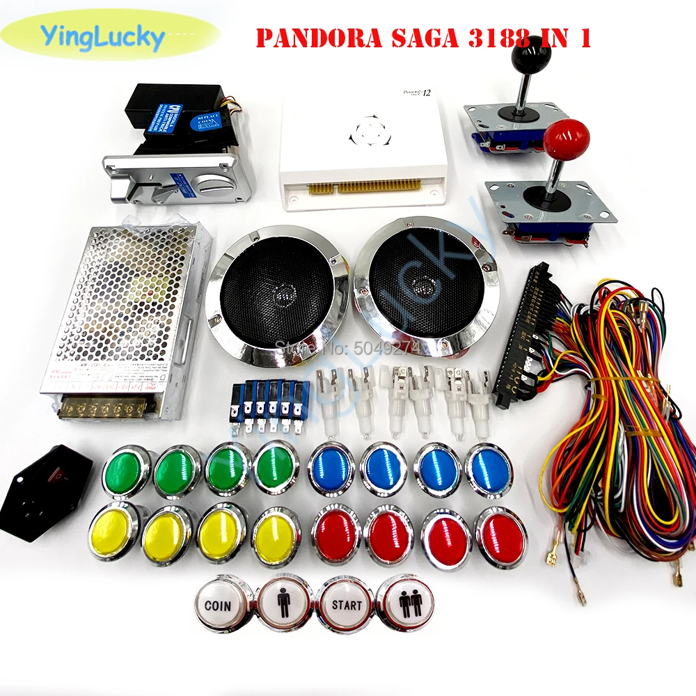 DIY arcade cabinet packages pandora 12 game board 3188 in 1 with LED buttons jamma cable 24V power switch arcade game