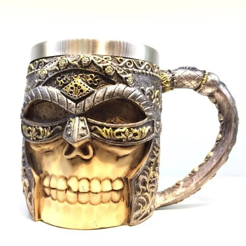Домашние чашки для воды 3D кофейная кружка яркий воин Танкард викинга череп с