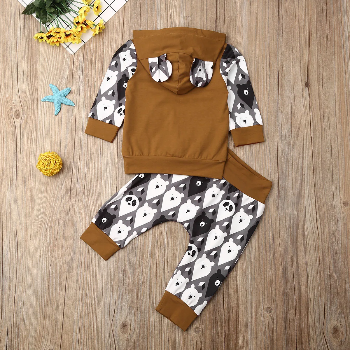 

2020 Newborn Baby Girl Boy Tracksuit Clothes Hooded Top + Long Pants Outfits Autumn 0-24M