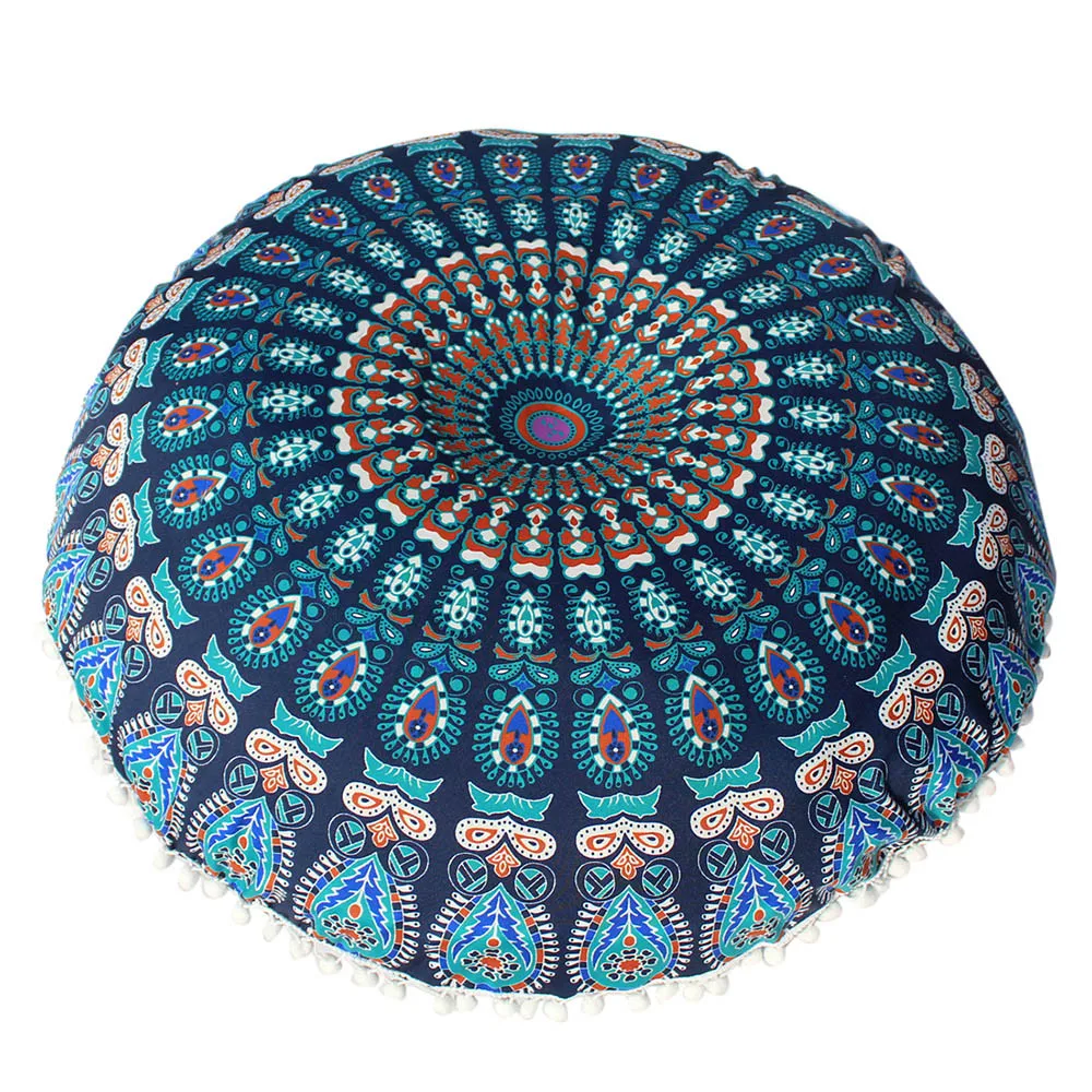 C Indian Mandala Floor Pillows Round Bohemian Cushion Cover Case Color Textile Pillow floor mats Home decoration j30 | Дом и сад