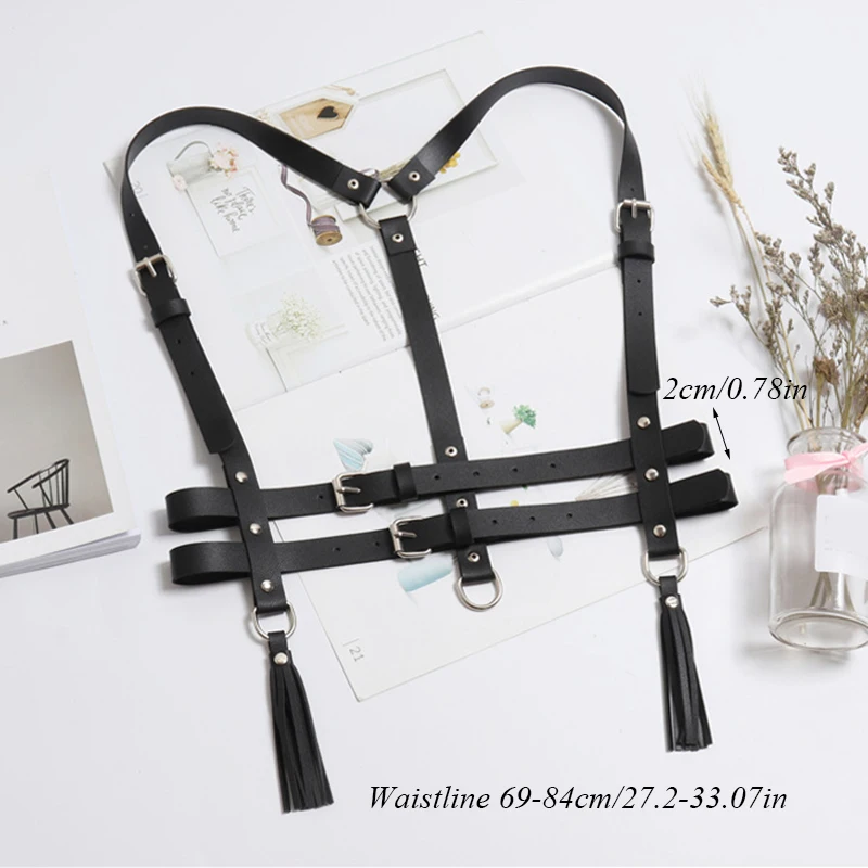 

Women Sexy Harajuku O-Ring Garters faux Leather Women Body Bondage Cage Sculpting Harness Waist Belt Straps Suspenders Belt