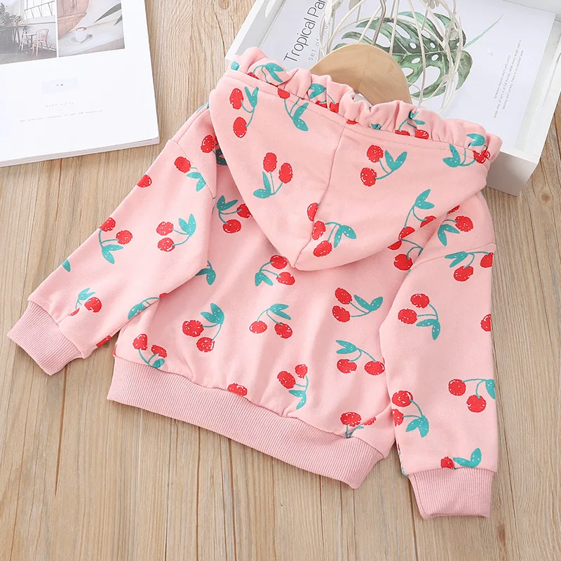 

Kids Girl's Autumn New Fashion Cherry Printed Pullovers