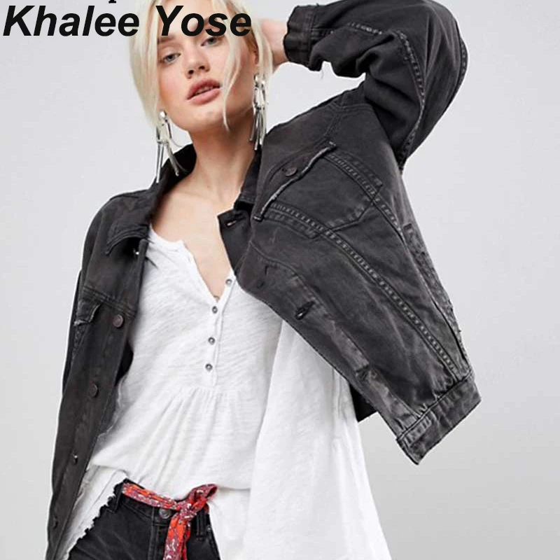 KHALEE YOSE из джинсовой ткани с цветочной вышивкой для девочек Куртка Осенняя